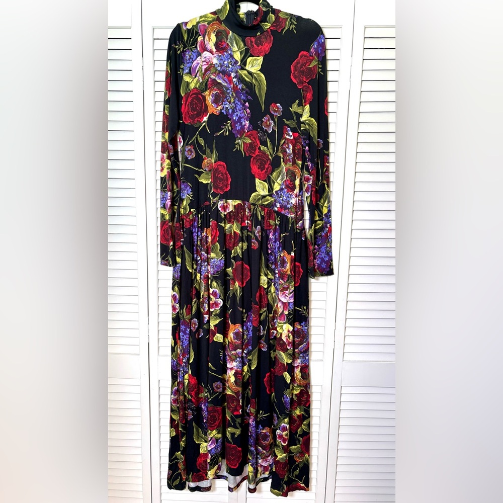 NWT Avec Les Filles Long-Sleeve Mock -Neck Anthropologie Portofino Rose Dress 14 - Picture 5 of 8